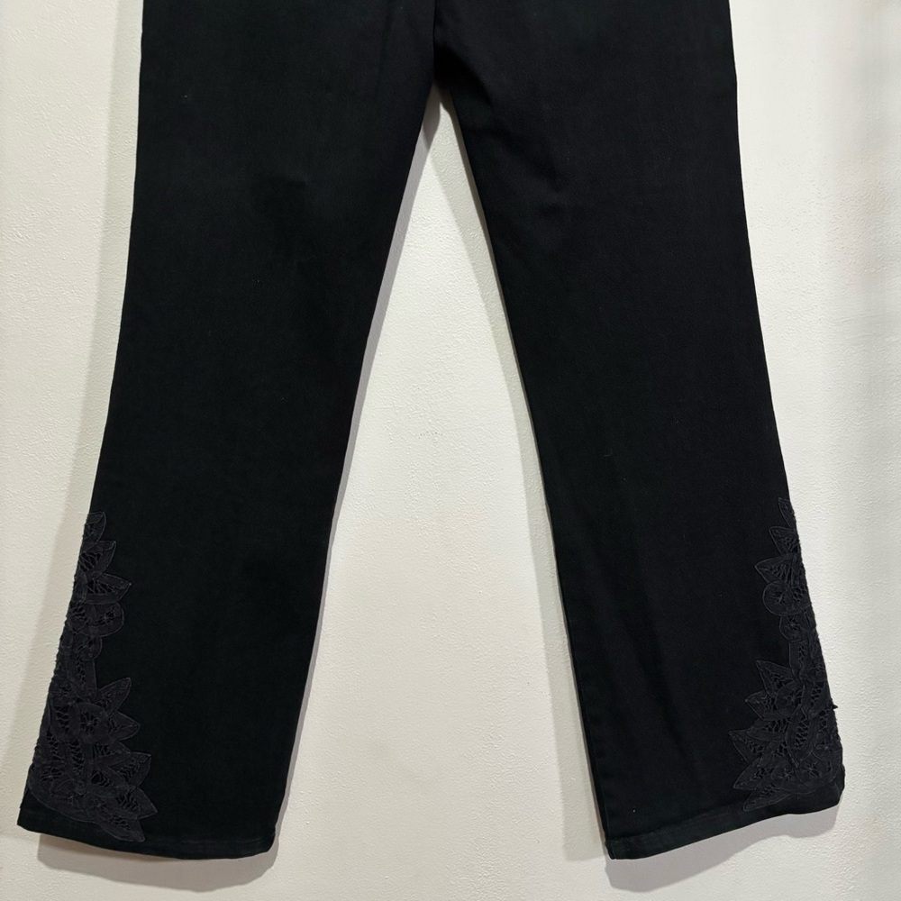 Ralph Lauren Bootcut Jeans Size 10 Black Lace Embroidered Crochet Detail - Picture 7 of 9